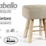 POUF SGABELLO POGGIAPIEDI 41*28cm IMBOTTITO TESSUTO TORTORA POUFF PIEDI LEGNO