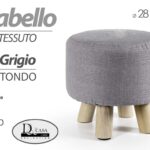 POUF SGABELLO POGGIAPIEDI TONDO MODERNO POUFF PIEDI LEGNO TESSUTO CHIARO 28*27cm
