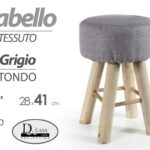 POUF SGABELLO POGGIAPIEDI IMBOTTITO MODERNO POUFF PIEDI LEGNO TESSUTO GREY 41cm
