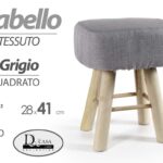 POUF SGABELLO POGGIAPIEDI QUADRATO TESSUTO GRIGIO MODERNO POUFF PIEDI LEGNO 41cm