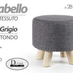 POUF SGABELLO POGGIAPIEDI TONDO MODERNO POUFF PIEDI LEGNO TESSUTO GRIGIO 28*27cm