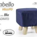 SGABELLO POUF MODERNO QUADRATO POGGIA PIEDI BLU VELLUTO POUFF PIEDI LEGNO 28 cm
