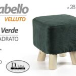 POUF SGABELLO POGGIAPIEDI QUADRATO MODERNO POUFF PIEDI LEGNO VELLUTO VERDE 27*28