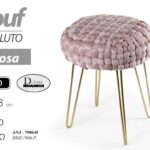 POUF POGGIAPIEDI MODERNO SGABELLO POUFF VELLUTO ROSA GAMBE METALLO ORO 43*35