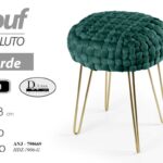 POUF POGGIAPIEDI MODERNO SGABELLO POUFF VELLUTO VERDE GAMBE METALLO ORO 43*35 cm