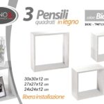 Mensole 3 Moduli Parete Mensola Quadrata Cubo Pensile BIANCO LEGNO 30/27/24cm