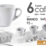 Set 6 tazzine caffè espresso tazza alta moderno porcellana pesante bianca 95 ml