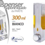DISPENSER PORTA SAPONE LIQUIDO DA PARETE MURO Gel Igienizzante BIANCO 300 ML