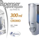 DISPENSER PORTA SAPONE LIQUIDO DA PARETE MURO Gel Igienizzante ARGENTO 300 ML