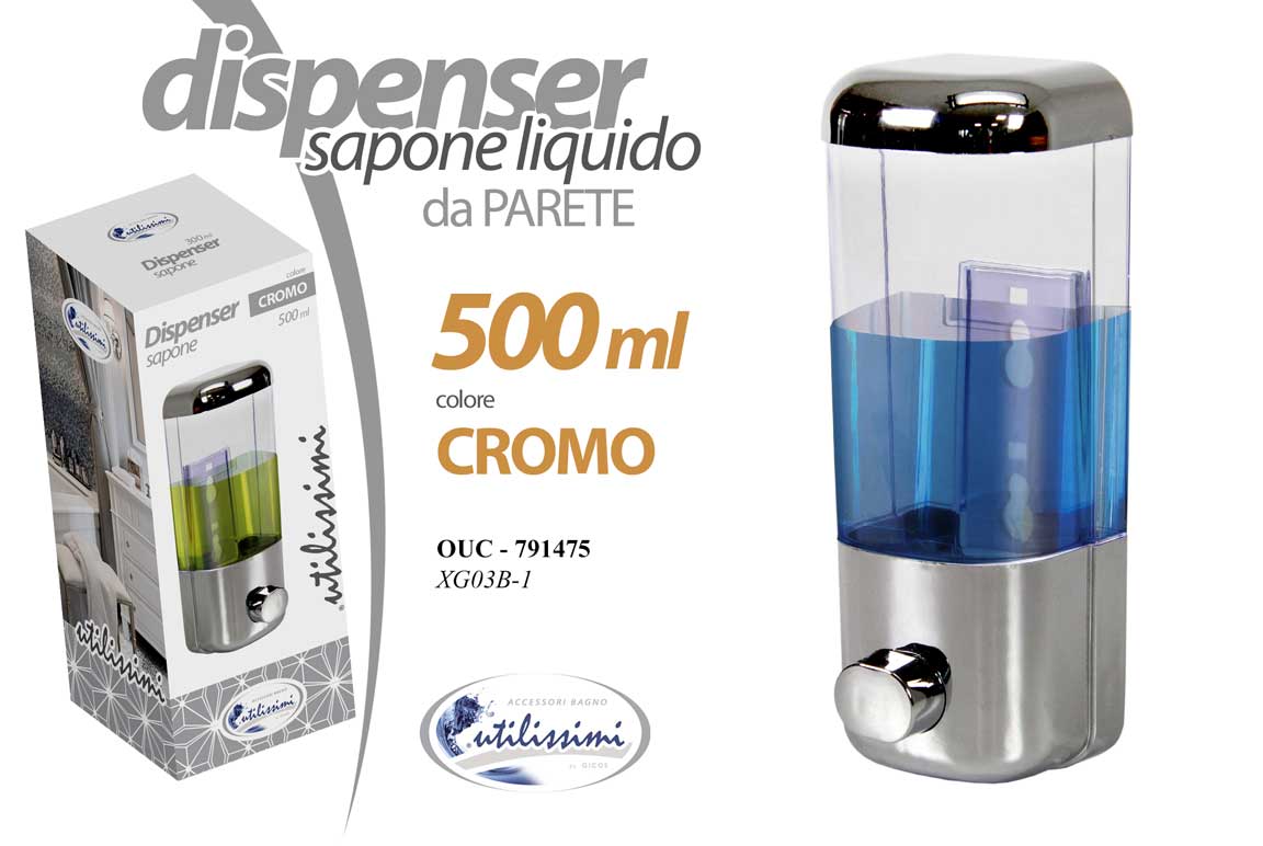 8025569791475 DISPENSER 500 ML PORTA SAPONE LIQUIDO DA PARETE MURO IGIENIZZANTE IGIENIZZA - immagine 1