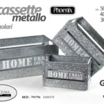 3 CASSETTE METALLO CONTENITORE ORGANIZER SALVASPAZIO MULTIUSO GRIGIO 50-40-30 cm