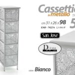 CASSETTIERA METALLO TRAFORATA 5 CASSETTI SALVASPAZIO CLASSICO MODERNO 98*31*26cm