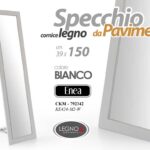 SPECCHIO SPECCHIERA DA PAVIMENTO BIANCO CLASSICO MODERNO CORNICE LEGNO 150*39cm