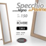 SPECCHIO SPECCHIERA DA PAVIMENTO ROVERE CLASSICO MODERNO CORNICE LEGNO 150*39cm