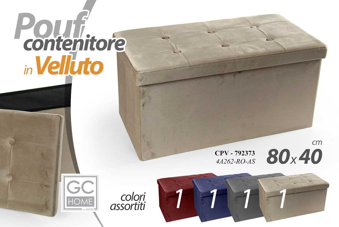 8025569792373 PUFF POUF CONTENITORE VELLUTO PANCA BAULE IMBOTTITO TRAPUNTATO ELEGANTE 80*H40CM - immagine 1