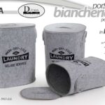 3 CESTE SET PORTABIANCHERIA CON COPERCHIO CESTA VESTITI OVALE GRIGIO 55-50-45cm