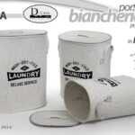 3 CESTE SET PORTABIANCHERIA CON COPERCHIO CESTA VESTITI BIANCA OVALE 55-50-45 cm