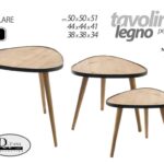 3 TAVOLINI TAVOLO TRIANG MARRONE VENATO PIEDI LEGNO SALOTTO MODERNO 50/44/38