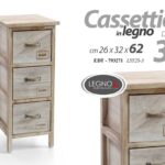 CASSETTIERA 3 CASSETTI SLIM SALVASPAZIO COMODINO HOME NATURAL MODERNO 62*26*32
