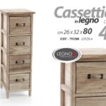 CASSETTIERA LEGNO NATURALE 4 CASSETTI MARRONE SLIM SALVASPAZIO 26*32*H80CM