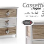 CASSETTIERA 3 CASSETTI LEGNO MARRONE BIANCO CUORE SLIM SALVASPAZIO h58*40*29 CM