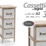 CASSETTIERA 3 CASSETTI SLIM SALVASPAZIO MOBILETTO HOME BIANCO MODERNO 62*26*32cm