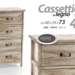 CASSETTIERA LEGNO NATURALE SLIM SALVASPAZIO 4 CASSETTI LEGNO MODERNO 73*40*29 CM