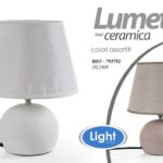 LAMPADA LUMETTO ABAT JOUR DA TAVOLO CERAMICA BEIGE BIANCO ASS AS E14 60W 29*13CM