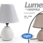 LAMPADA LUMETTO ABAT JOUR DA TAVOLO CERAMICA BEIGE BIANCO ASS AS E14 60W 26*10CM