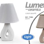 LAMPADA LUMETTO ABAT JOUR DA TAVOLO CERAMICA BEIGE BIANCO ASS AS E14 60W 29*11CM