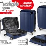 Set valigie viaggio trolley rigidi ruote freno blu doppia cern abs 76 66 56 cm