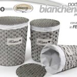 3 CESTE CESTA VIMINI Portabiancheria TONDO CONTENITORE BAGNO SALOTTO G 55-48-40