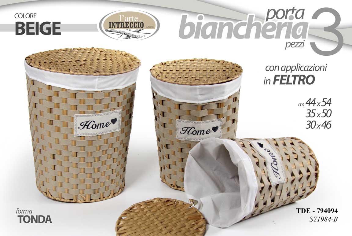 8025569794094 3 CESTE CESTA VIMINI Portabiancheria TONDO CONTENITORE BAGNO SALOTTO B 55-48-40 - immagine 1