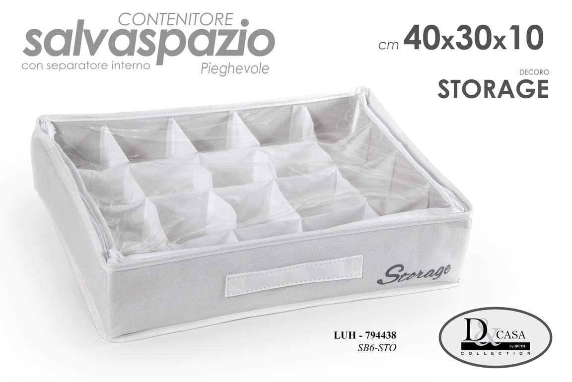 8025569794438 ORGANIZER CASSETTI CONTENITORE BOX ARMADIO CRAVATTE CALZINI ACCESSORI 40*30*10cm - immagine 1