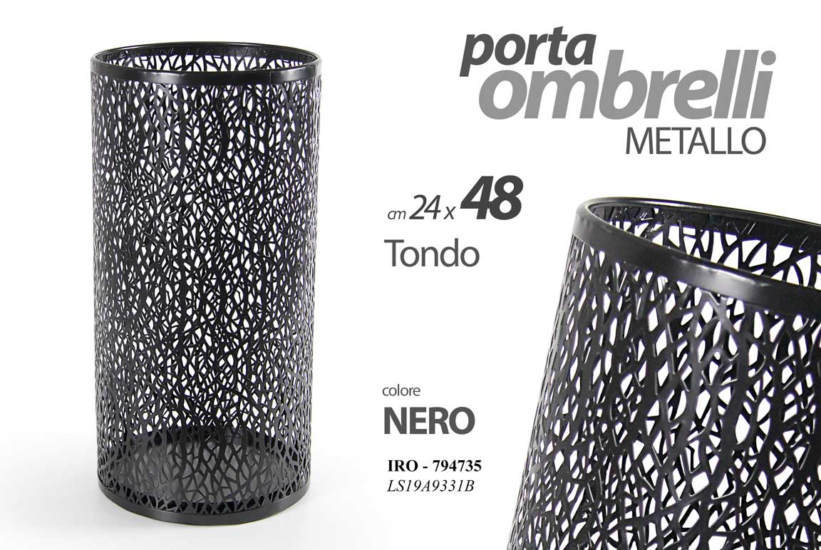 8025569794735 PORTA OMBRELLI METALLO TRAFORATO RAMI CONTENITORE Scolapioggia MODERNO 48*24cm - immagine 1