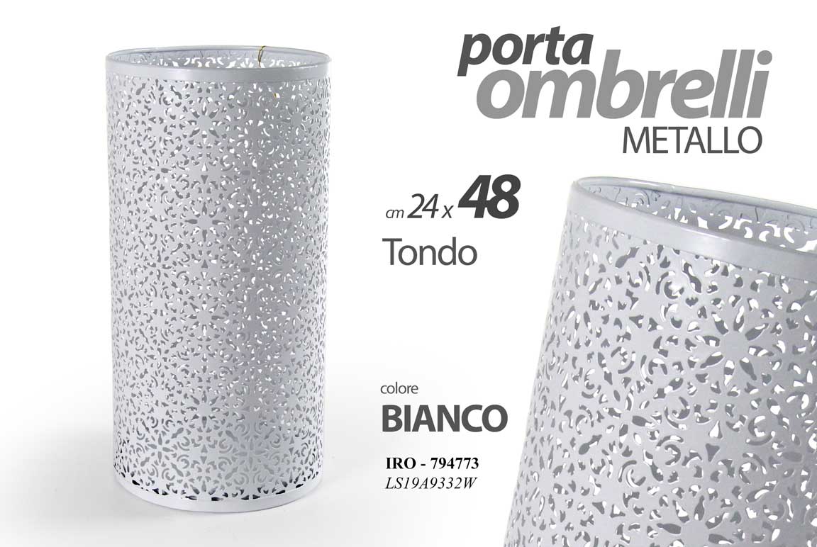 8025569794773 PORTA OMBRELLI METALLO CONTENITORE TRAFORATO TONDO Scolapioggia MODERNO 48*24cm - immagine 1