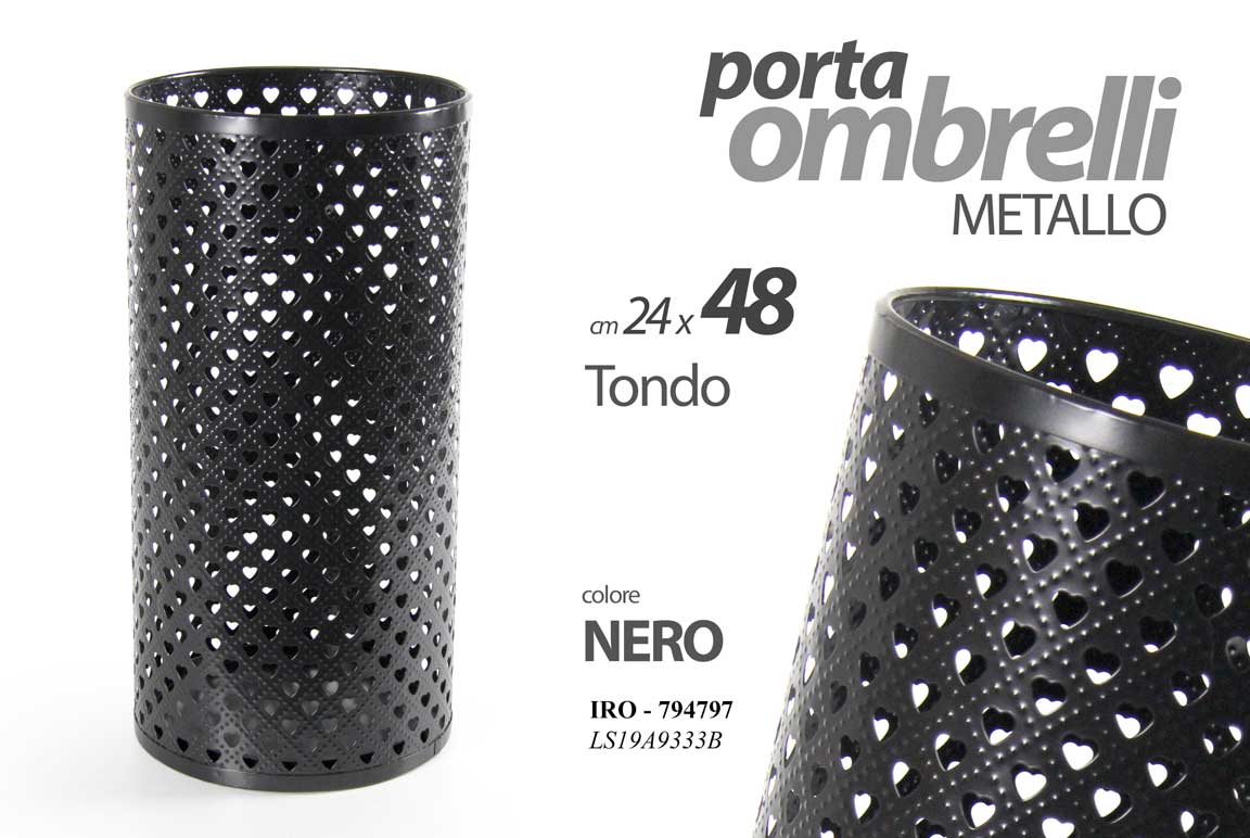 8025569794797 PORTA OMBRELLI 48*24CM METALLO STILE ARTE DELUXE TONDO STUDIO COLOR NERO - immagine 1