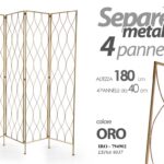 SEPARè PARAVENTO DIVISORIO 4 PANNELLI METALLO ORO LUSSO ELEGANTE 180*180 cm