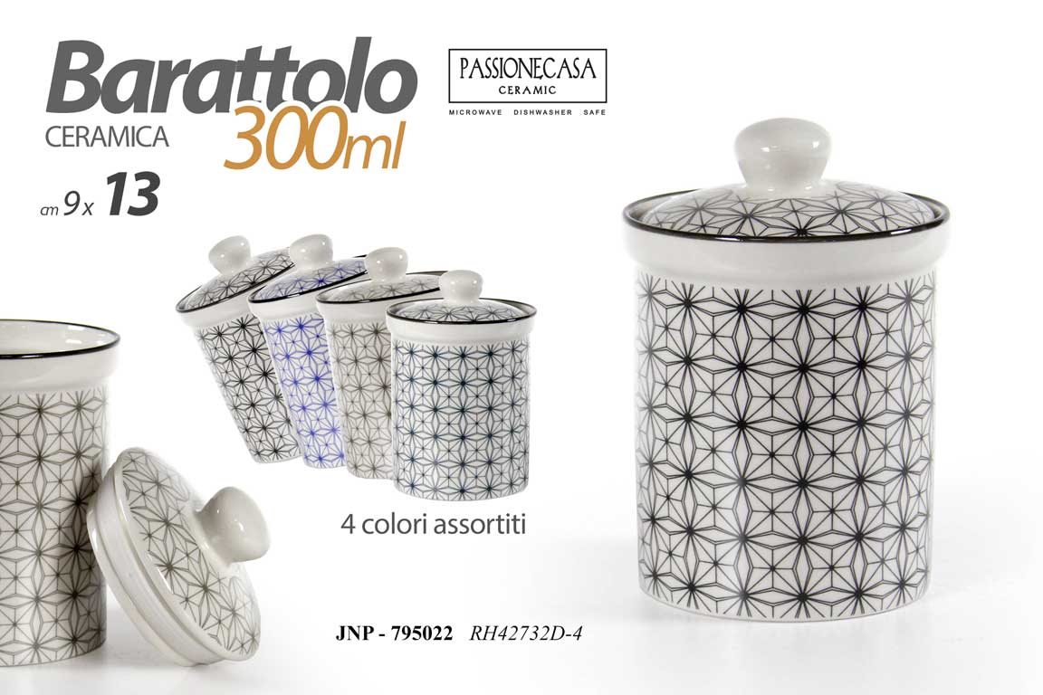 8025569795022 BARATTOLO CERAMICA CUCINA Contenitore ERMETICO MEDITERANEO COLOR 300 ML 13*9cm - immagine 1