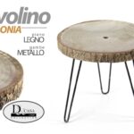 TAVOLO TRONCO TAVOLINO TONDO LEGNO PAULONIA METALLO MODERNO CLASSICO h70*58 CM