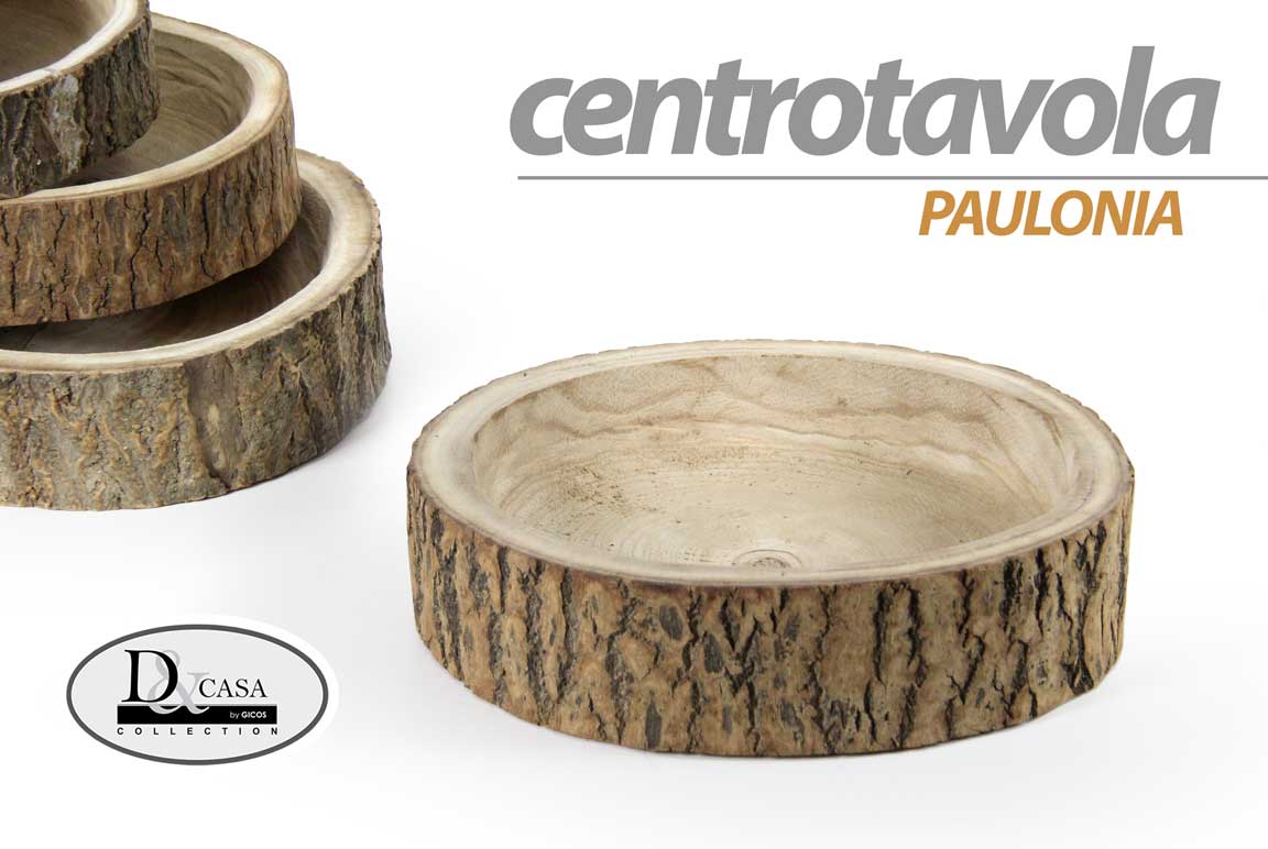 8025569796166 CENTROTAVOLA PORTA OGGETTI PAULONIA 25*6CM TAVOLA EVENTI IN LEGNO - immagine 1