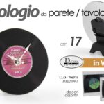 OROLOGIO DISCO 33 GIRI DA PARETE TAVOLO MECCANISMO ANALOGICO VETRO 17*4*17CM