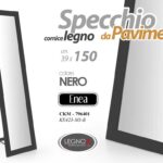 SPECCHIO SPECCHIERA DA PAVIMENTO NERO CLASSICO MODERNO CORNICE LEGNO 150*39 CM