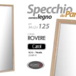 SPECCHIO DA PARETE ROVERE SPECCHIERA CORNICE LEGNO CLASSICO MODERNO 125*35 CM