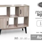 LIBRERIA BASSA MODERNA SCAFFALE RIPIANI CASSETTI MENSOLE ROVERE OLMO 90*30*h80