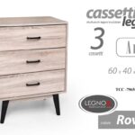 Cassettiera Moderna 3 Cassetti SETTIMINO Mobile Legno ROVERE H80*60*40 TCC