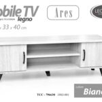 MOBILE PORTA TV MODERNO TELEVISORE 2 RIPIANI ANTE ROVERE SBIANCATO 120*33*h40 cm