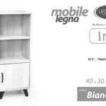 MOBILETTO SCAFFALE MODERNO ARMADIO ANTA 2 RIPIANI LIBRERIA BIANCO LEGNO 97*40*30