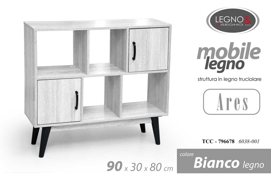 8025569796678 LIBRERIA BASSA MODERNA SCAFFALE RIPIANI CASSETTI MENSOLE ROVERE BIANCO 90*30*h80 - immagine 1