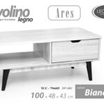 TAVOLINO SALOTTO PORTA TV DIVANO MODERNO BIANCO ROVERE SBIANCATO 100*48*43CM